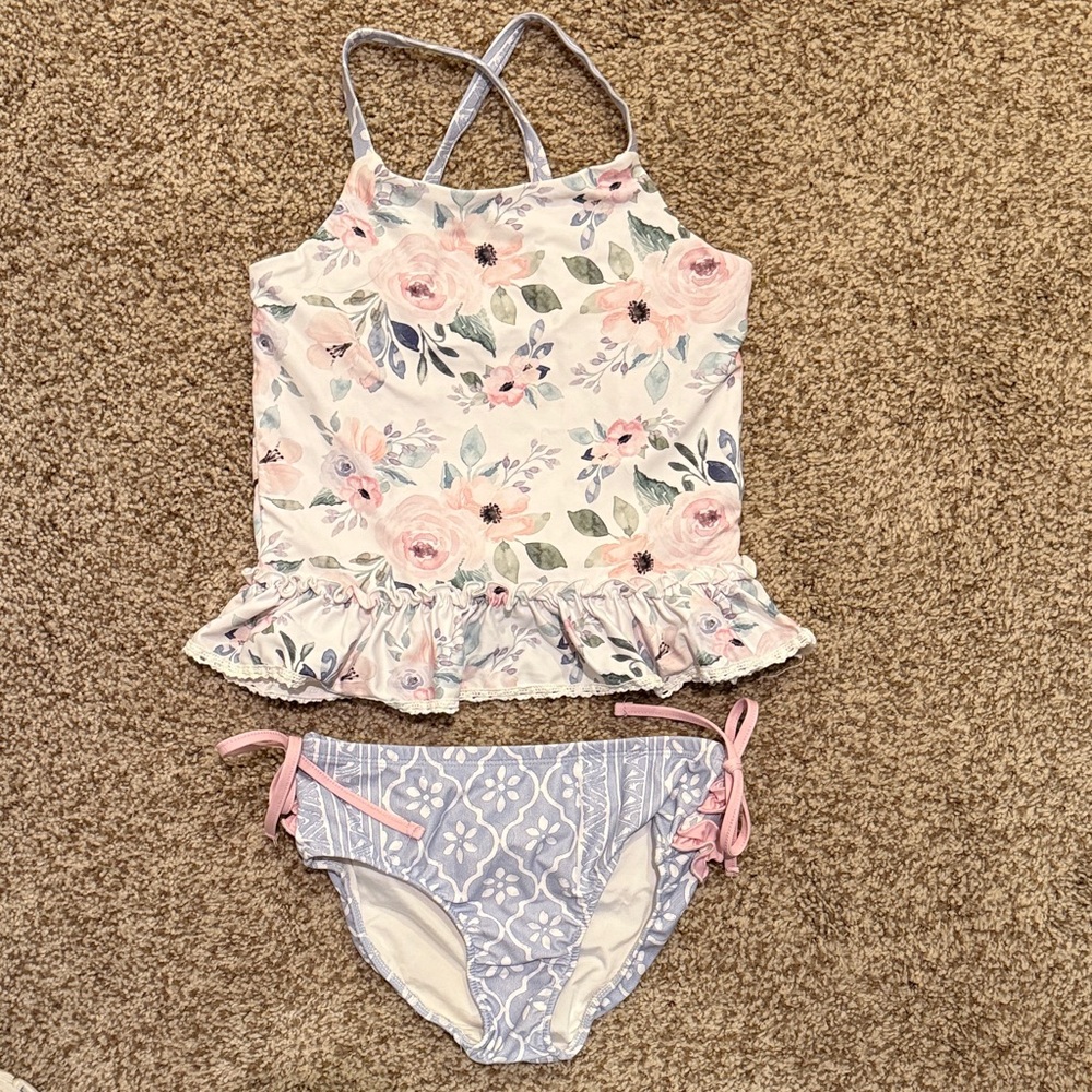 Cheeky Plum Floral Tankini with Ruffle Detail